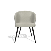 Silla de comedor Lisette 6599 en tela Stella 01 (greige), patas en negro, vista frontal