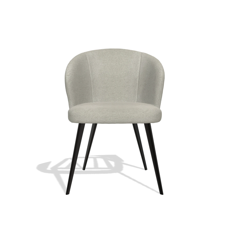 Silla de comedor Lisette 6599 en tela Stella 01 (greige), patas en negro, vista frontal