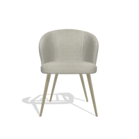 Silla de comedor Lisette 6599 en tela Stella 01 (greige), patas en champán, vista frontal