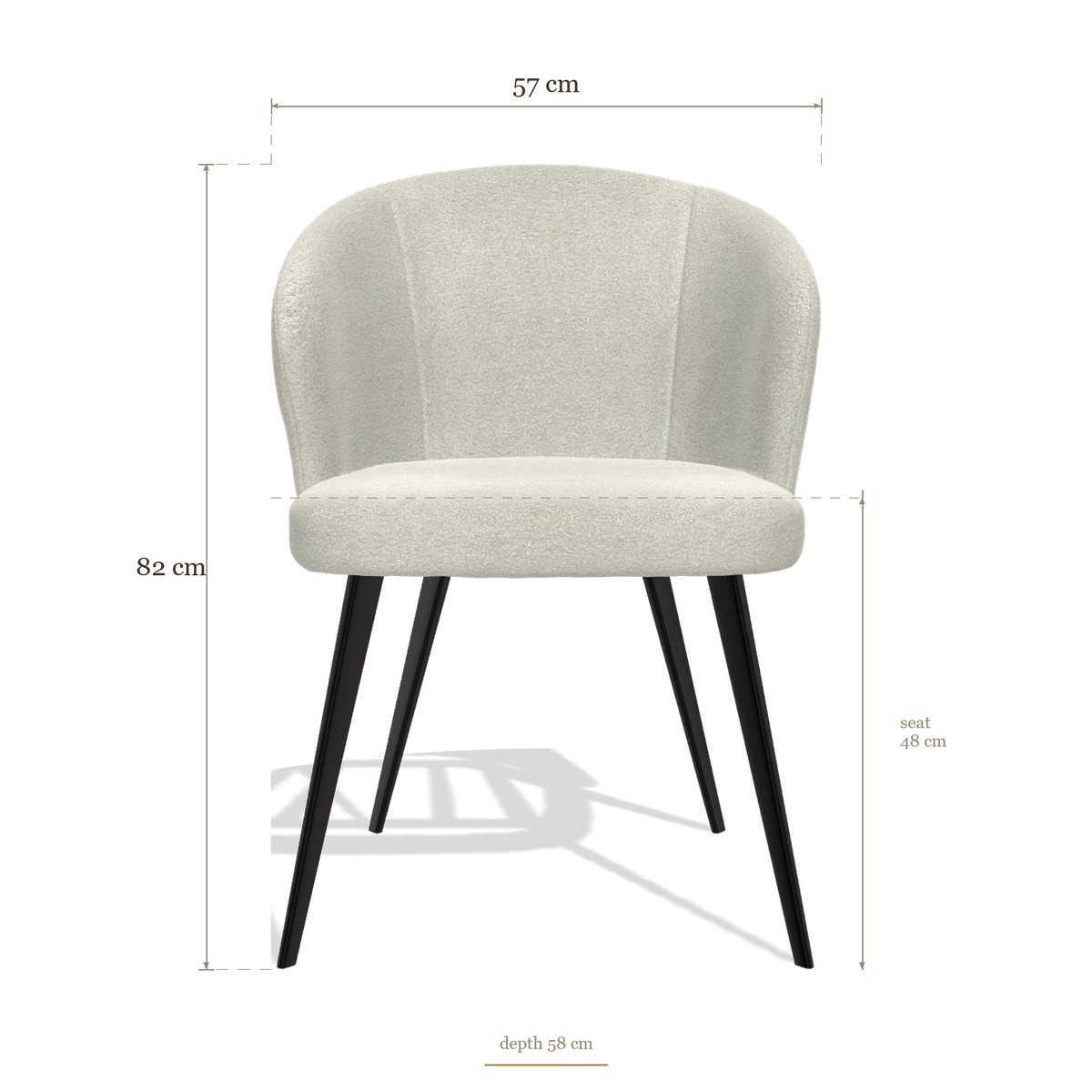 Silla de comedor Lisette 6599, medidas 57 x 58 x 82 cm