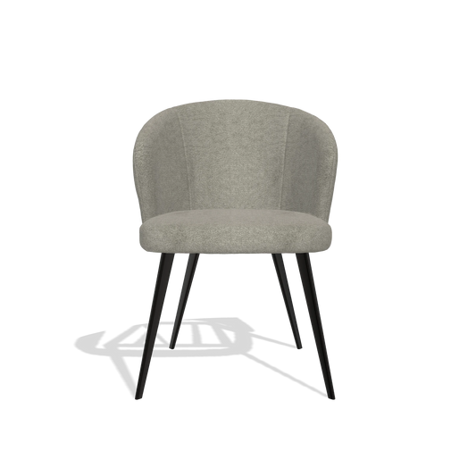 Chaise de salle à manger Lisette 6599 en tissu Stella 10 (taupe), pieds en noir, vue de face