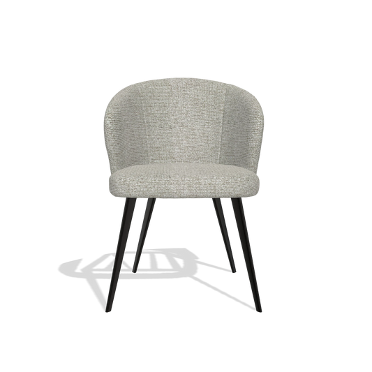 Chaise de salle à manger Lisette 6599 en tissu Taurus 01 (grège), pieds en noir, vue de face