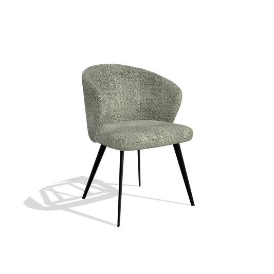 Chaise de salle à manger Lisette 6599 en tissu Venga 156 (taupe), pieds en noir, vue de trois-quarts