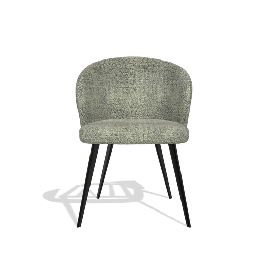 Chaise de salle à manger Lisette 6599 en tissu Venga 156 (taupe), pieds en noir, vue de face