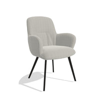 Mancini 6538 dining chair in Sneak 01 Natural fabric with black legs, angled view