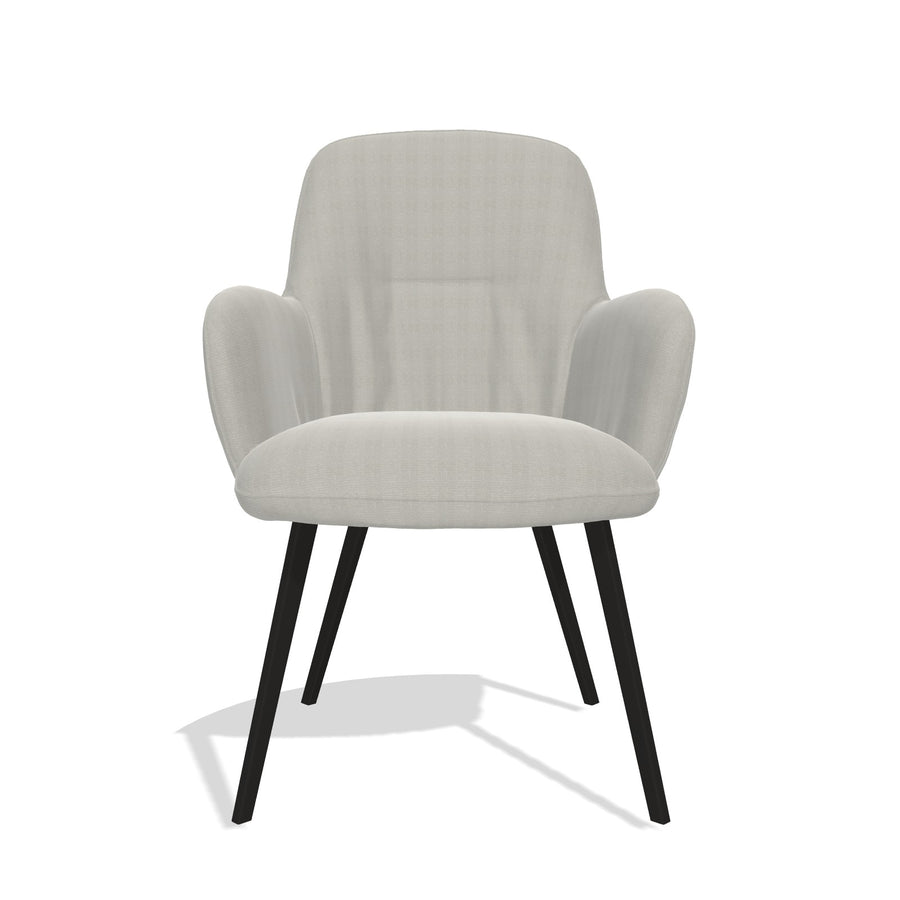 Mancini 6538 dining chair in Sneak 01 Natural fabric with black legs, front view