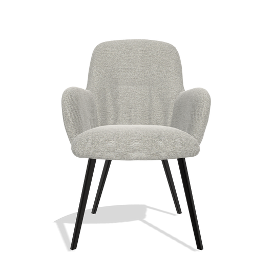 Mancini 6538 dining chair in Sneak 01 Natural fabric with black legs, front view