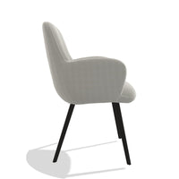 Mancini 6538 dining chair in Sneak 01 Natural fabric with black legs, side view