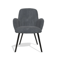 Silla de comedor Mancini 6538 en tela Adore 56 (antracita), patas en negro, vista frontal