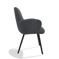 Silla de comedor Mancini 6538 en tela Adore 56 (antracita), patas en negro, vista lateral