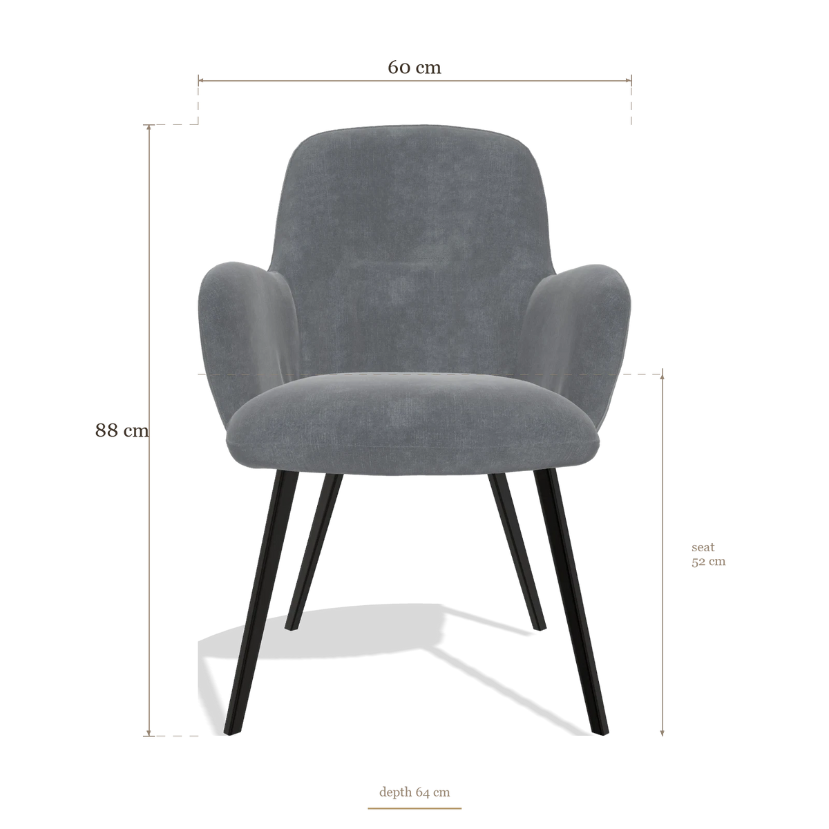 Silla de comedor Mancini 6538, medidas 60 x 64 x 88 cm