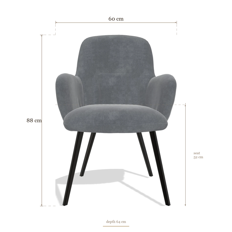 Silla de comedor Mancini 6538, medidas 60 x 64 x 88 cm