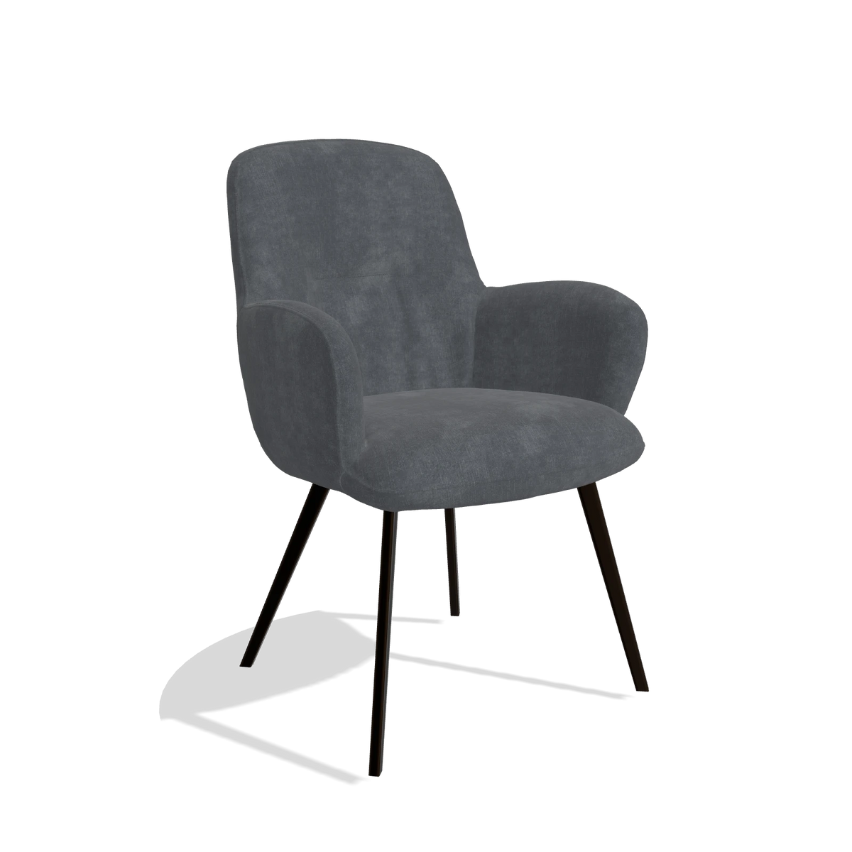 Silla de comedor Mancini 6538 en tela Adore 56 (antracita), patas en espresso, vista en ángulo