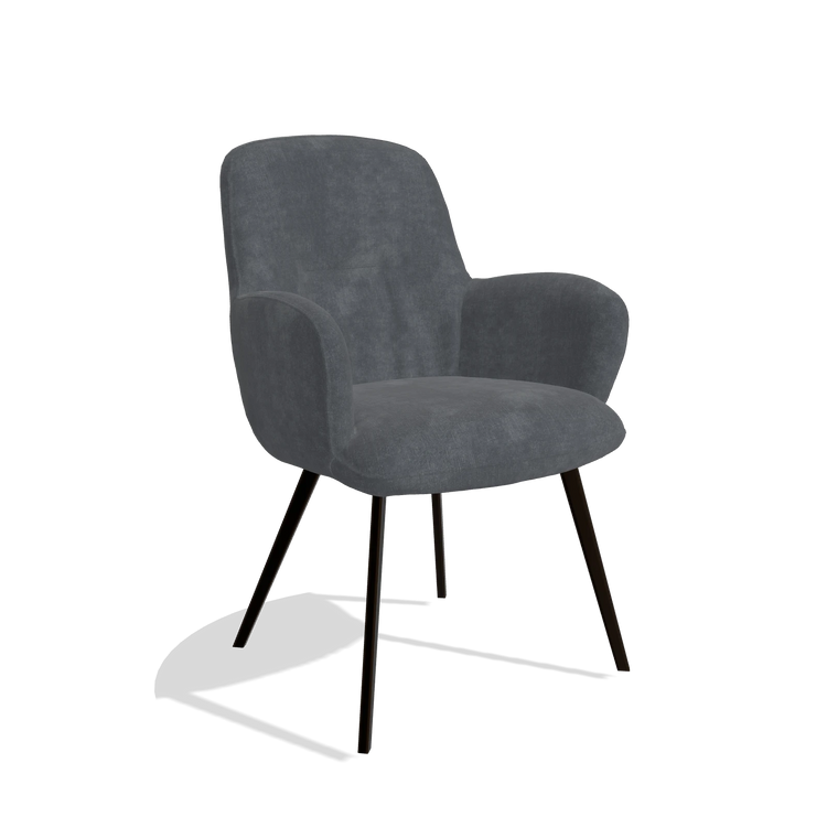 Silla de comedor Mancini 6538 en tela Adore 56 (antracita), patas en espresso, vista en ángulo