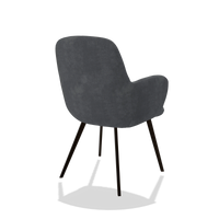 Silla de comedor Mancini 6538 en tela Adore 56 (antracita), patas en espresso, vista trasera en ángulo