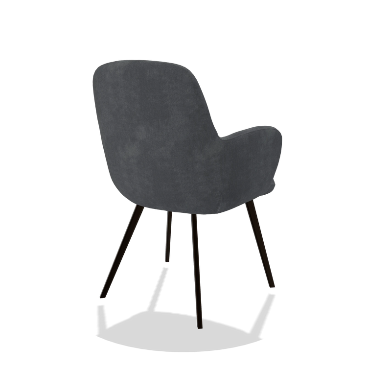 Silla de comedor Mancini 6538 en tela Adore 56 (antracita), patas en espresso, vista trasera en ángulo