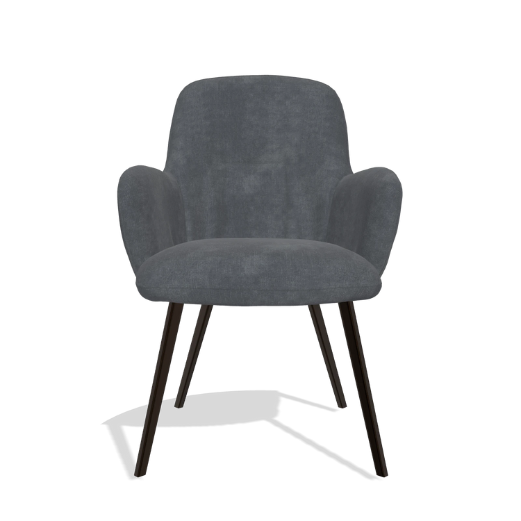 Silla de comedor Mancini 6538 en tela Adore 56 (antracita), patas en espresso, vista frontal
