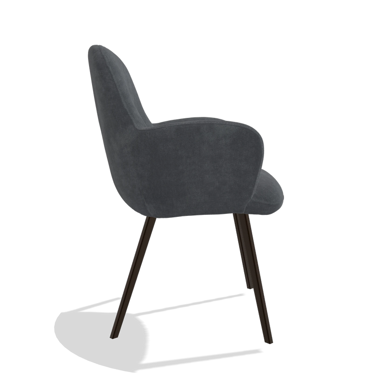 Silla de comedor Mancini 6538 en tela Adore 56 (antracita), patas en espresso, vista lateral