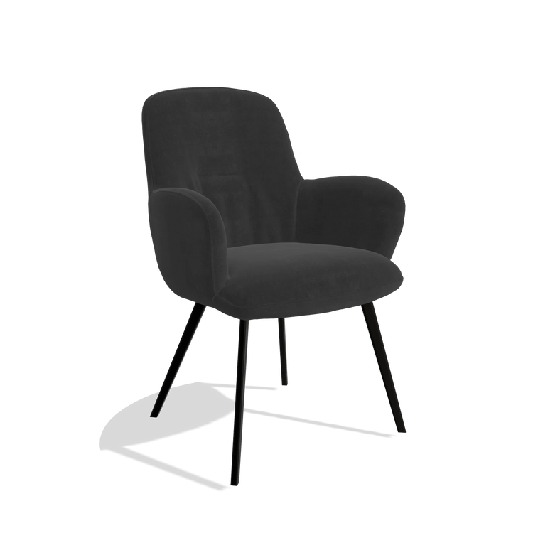 Esszimmerstuhl Mancini 6538 in Stoff Adore 67 (Schwarz), Beine in Schwarz, Schrägansicht