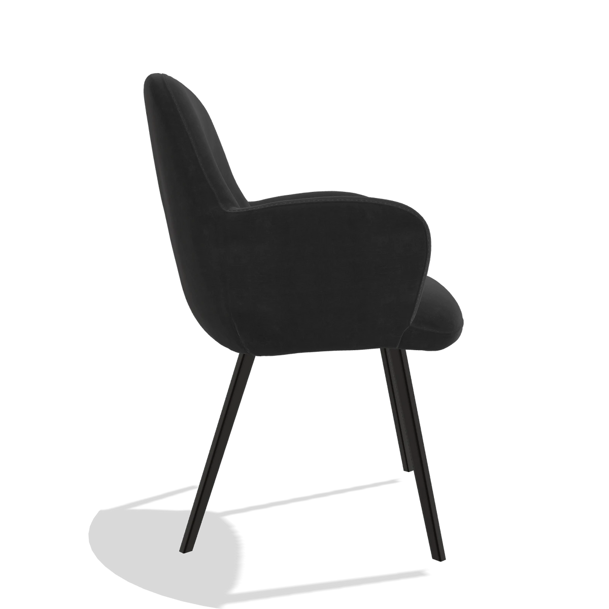 Esszimmerstuhl Mancini 6538 in Stoff Adore 67 (Schwarz), Beine in Schwarz, Seitenansicht