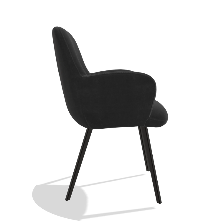 Esszimmerstuhl Mancini 6538 in Stoff Adore 67 (Schwarz), Beine in Schwarz, Seitenansicht