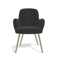 Esszimmerstuhl Mancini 6538 in Stoff Adore 67 (Schwarz), Beine in Champagner, Vorderansicht