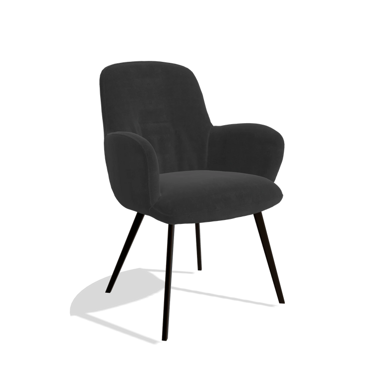 Esszimmerstuhl Mancini 6538 in Stoff Adore 67 (Schwarz), Beine in Espresso, Schrägansicht