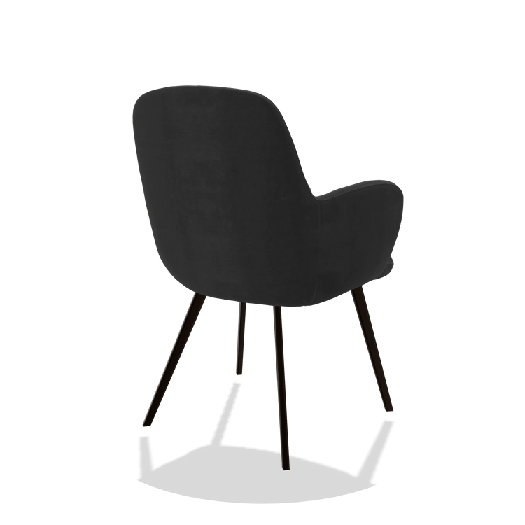 Esszimmerstuhl Mancini 6538 in Stoff Adore 67 (Schwarz), Beine in Espresso, Schrägansicht von hinten