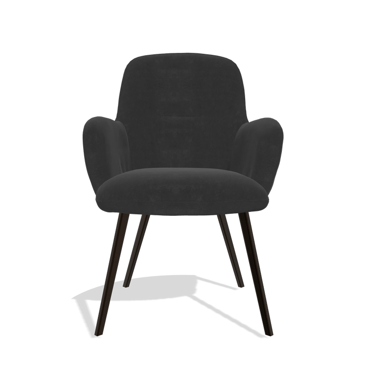Esszimmerstuhl Mancini 6538 in Stoff Adore 67 (Schwarz), Beine in Espresso, Vorderansicht