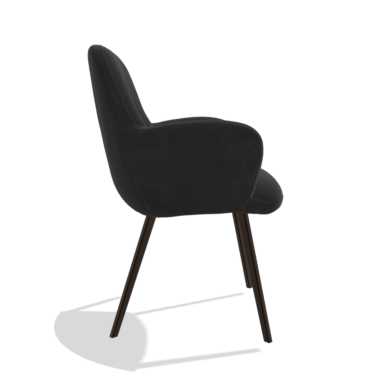 Esszimmerstuhl Mancini 6538 in Stoff Adore 67 (Schwarz), Beine in Espresso, Seitenansicht