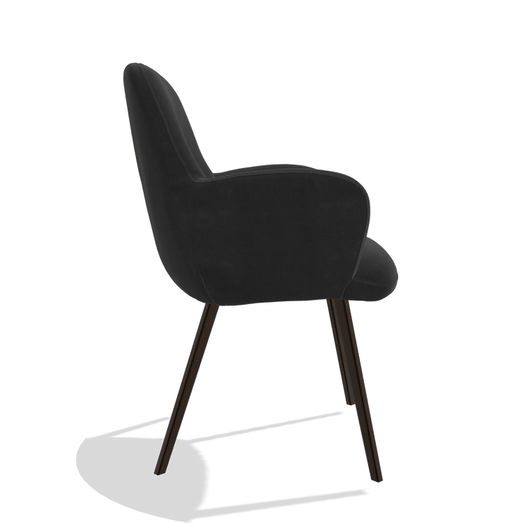 Esszimmerstuhl Mancini 6538 in Stoff Adore 67 (Schwarz), Beine in Espresso, Seitenansicht