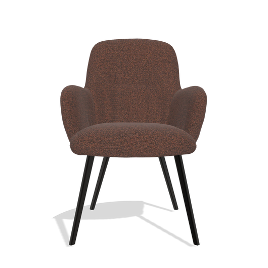 Esszimmerstuhl Mancini 6538 in Stoff Ascot Brick (Schokobraun), Beine in Schwarz, Vorderansicht