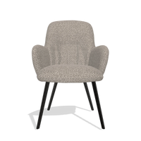 Dining Chair Mancini 6538 in Ascot Toffee fabric (grey), black legs, front view