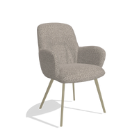 Dining Chair Mancini 6538 in Ascot Toffee fabric (grey), champagne legs, angled view