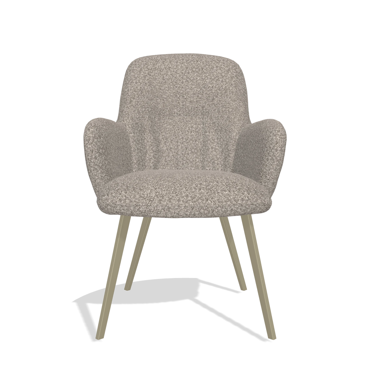 Dining Chair Mancini 6538 in Ascot Toffee fabric (grey), champagne legs, front view
