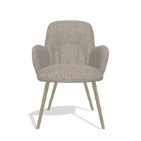 Dining Chair Mancini 6538 in Ascot Toffee fabric (grey), champagne legs, front view