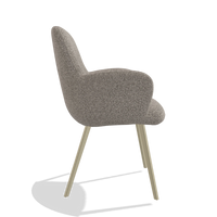 Dining Chair Mancini 6538 in Ascot Toffee fabric (grey), champagne legs, side view