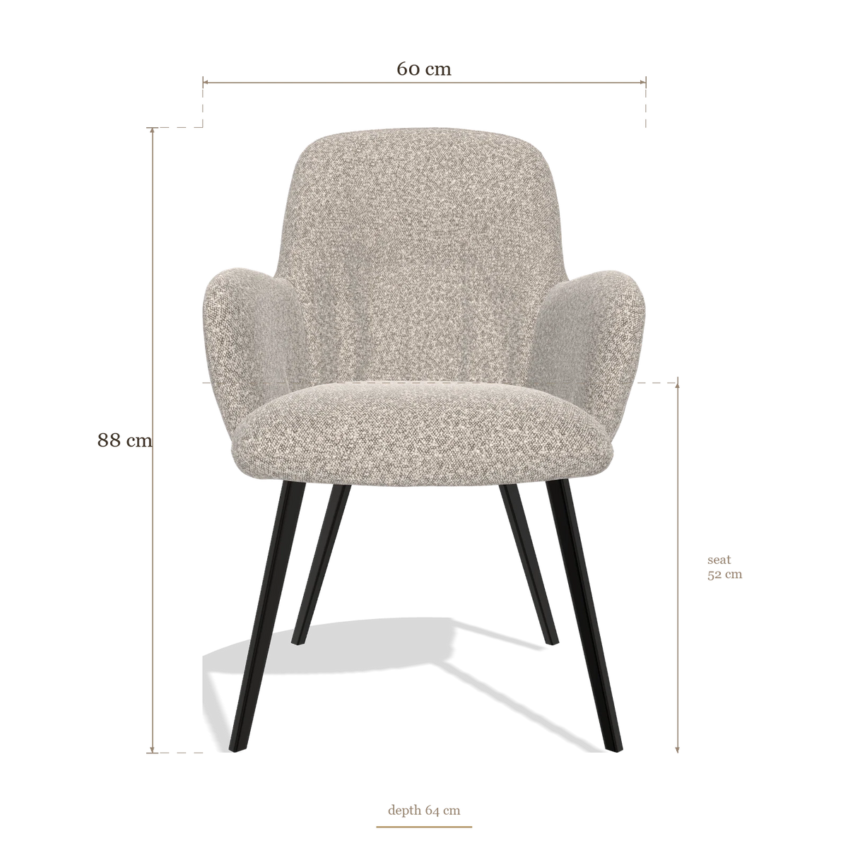 Dining Chair Mancini 6538, dimensions 60 x 64 x 88 cm