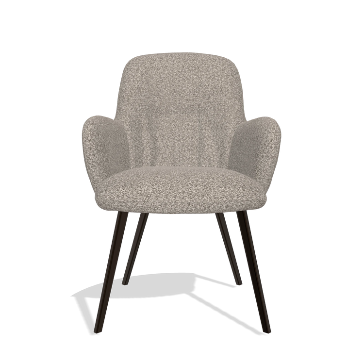 Dining Chair Mancini 6538 in Ascot Toffee fabric (grey), espresso legs, front view