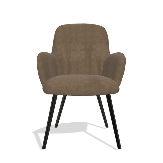 Chaise de salle à manger Mancini 6538 en tissu Bull 15 (marron), pieds en noir, vue de face