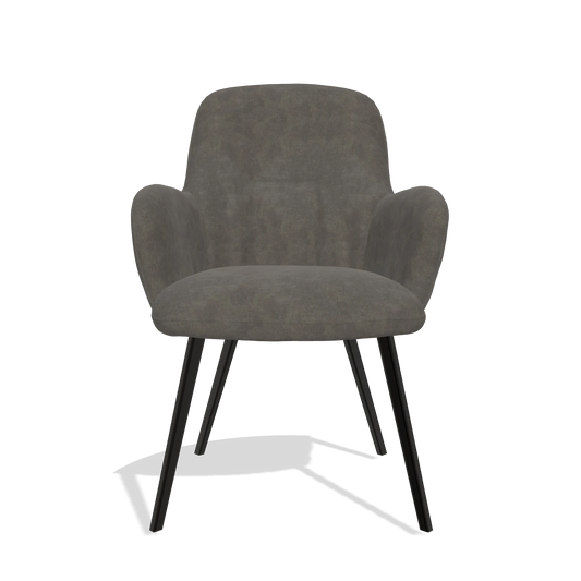 Chaise de salle à manger Mancini 6538 en tissu Bull 18 (gris foncé), pieds en noir, vue de face