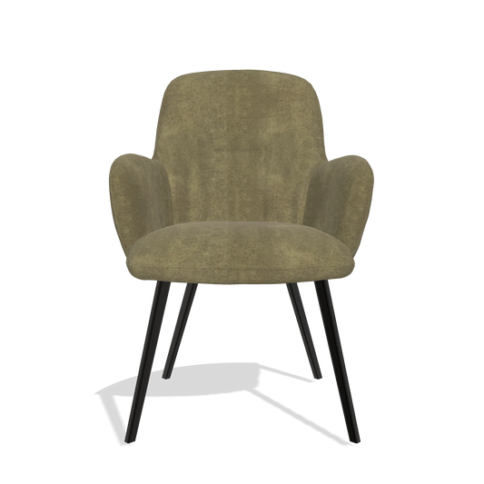 Chaise de salle à manger Mancini 6538 en tissu Bull 59 (olive), pieds en noir, vue de face
