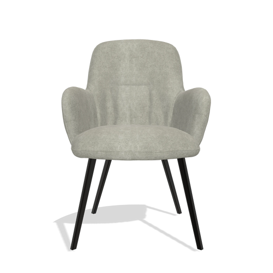 Chaise de salle à manger Mancini 6538 en tissu Bull 65 (grège), pieds en noir, vue de face