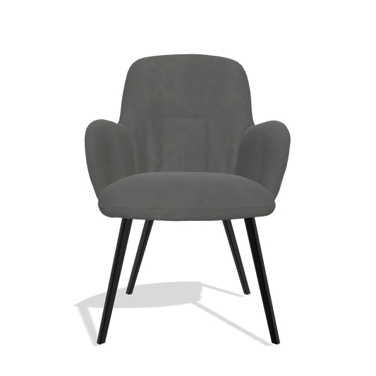 Chaise de salle à manger Mancini 6538 en tissu Bull 67 (gris foncé), pieds en noir, vue de face