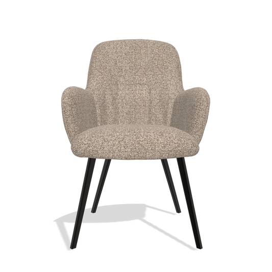 Esszimmerstuhl Mancini 6538 in Stoff Cayenne 15 (Taupe), Beine in Schwarz, Vorderansicht
