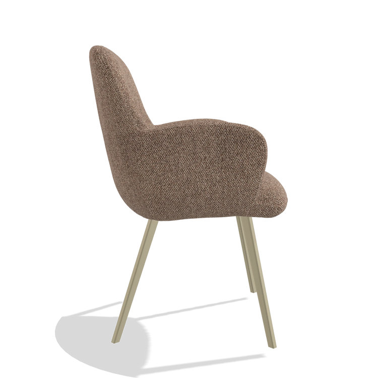 Esszimmerstuhl Mancini 6538 in Stoff Cayenne 28 (Taupe), Beine in Champagner, Seitenansicht