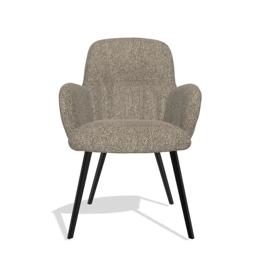 Esszimmerstuhl Mancini 6538 in Stoff Cayenne 55 (Taupe), Beine in Schwarz, Vorderansicht