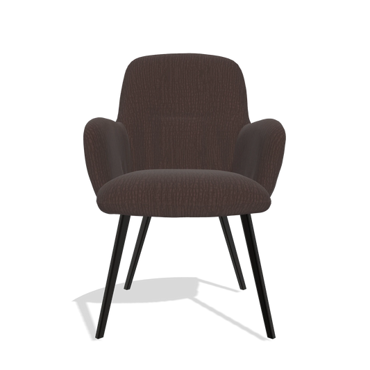 Chaise de salle à manger Mancini 6538 en tissu Energy 34 (chocolat), pieds en noir, vue de face