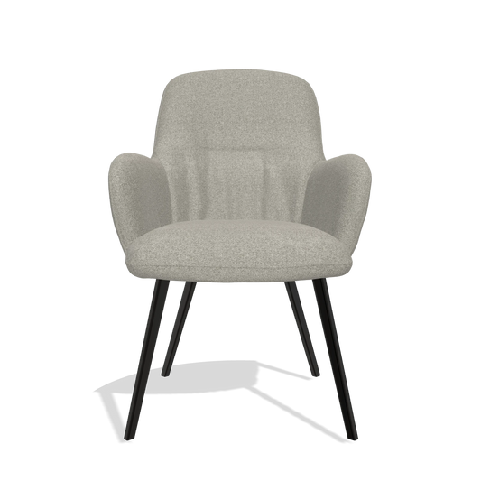 Chaise de salle à manger Mancini 6538 en tissu Glory 01 (grège), pieds en noir, vue de face