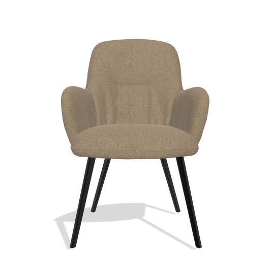 Chaise de salle à manger Mancini 6538 en tissu Glory 13 (taupe), pieds en noir, vue de face